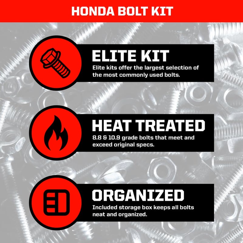 Pit Posse PP2709HO Honda Elite Metric Motorcycle Bolt Kit Assortment 210 pc Fits CR125R CR250R CR500R CRF250R CRF250X CRF450R CRF450X CRF450RX CR CRF 2000-Current and Most XR/XL - Image 2